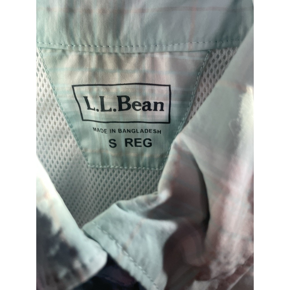 LL Bean Tropicwear Shirt Women's Sm Short Sleeve Fishing Vented Green Plaid - Picture 7 of 7